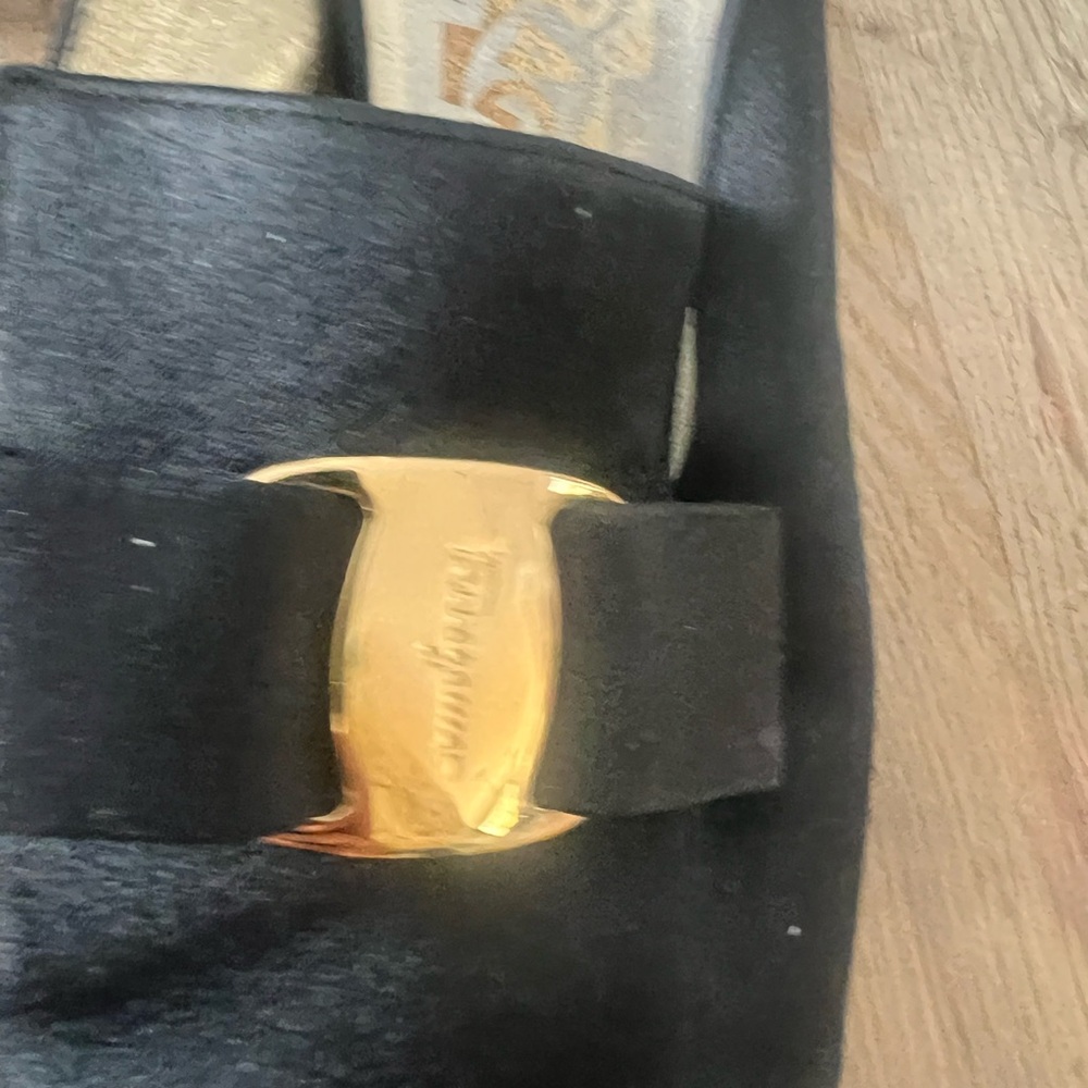 Salvatore Ferragamo Black and Gold Mules - Picture 7 of 15